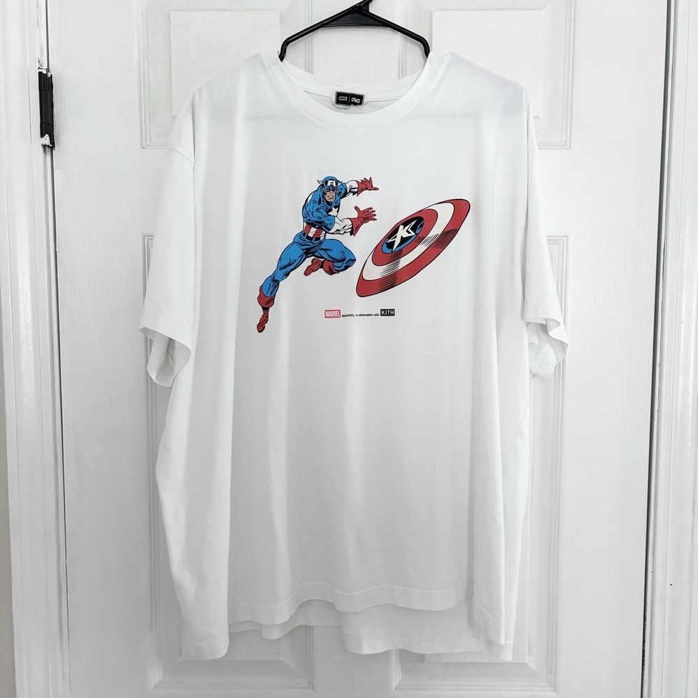 Kith x Marvel vs. Capcom Captain America Vintage Tee Boxy White Shirt XXL 2XL